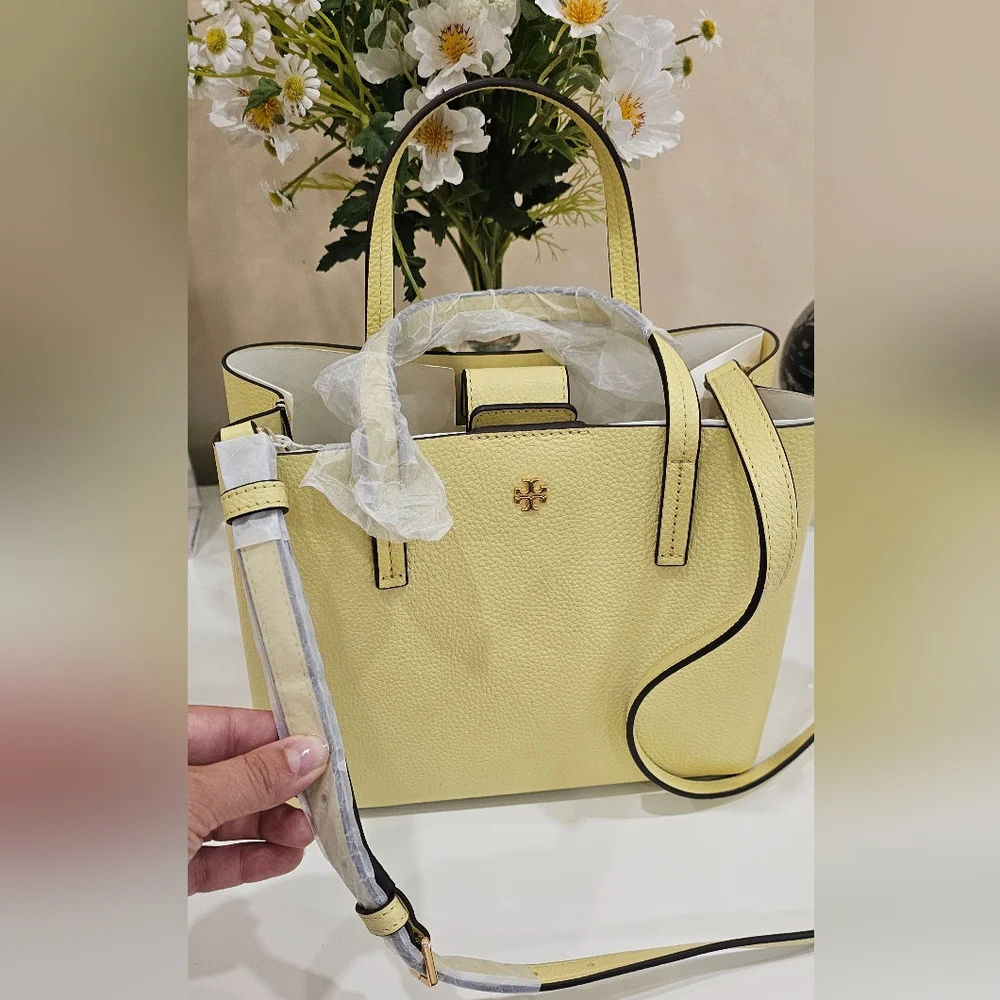 Tory Burch Lemon Leather Tote Bag - Picture 7 of 8
